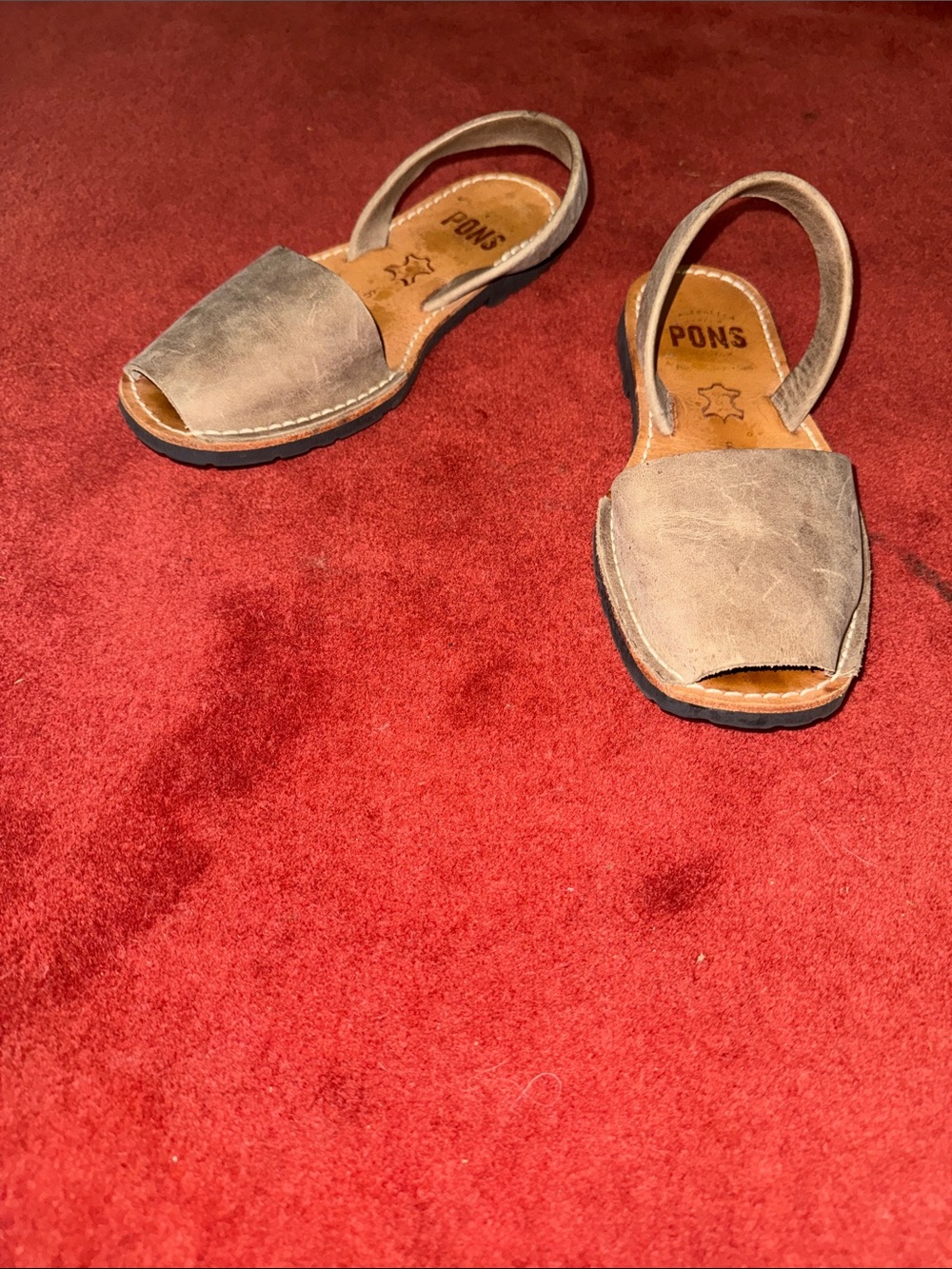 PONS Women’s Leather Slingback Sandal in Taupe - Picture 5 of 7